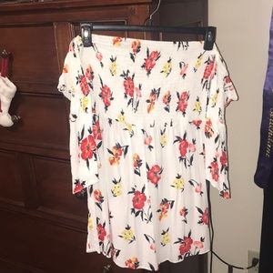 White and floral print dress